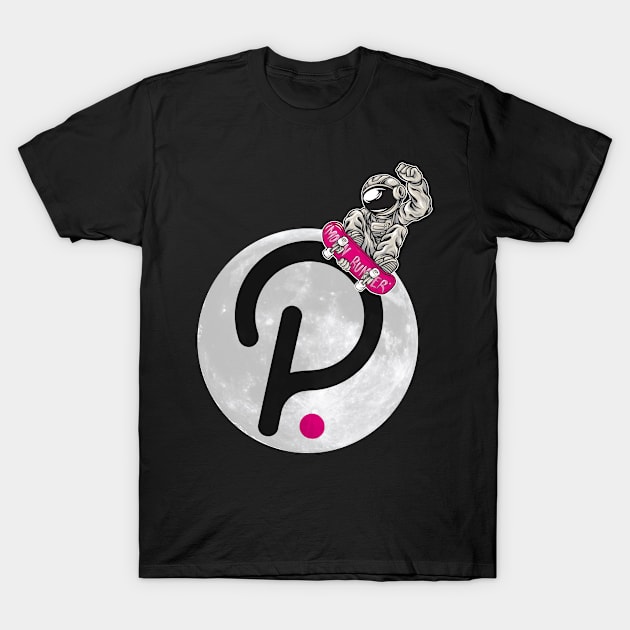 Polkadot to the Moon DOT Crypto Astronaut on Moon T-Shirt by PH-Design